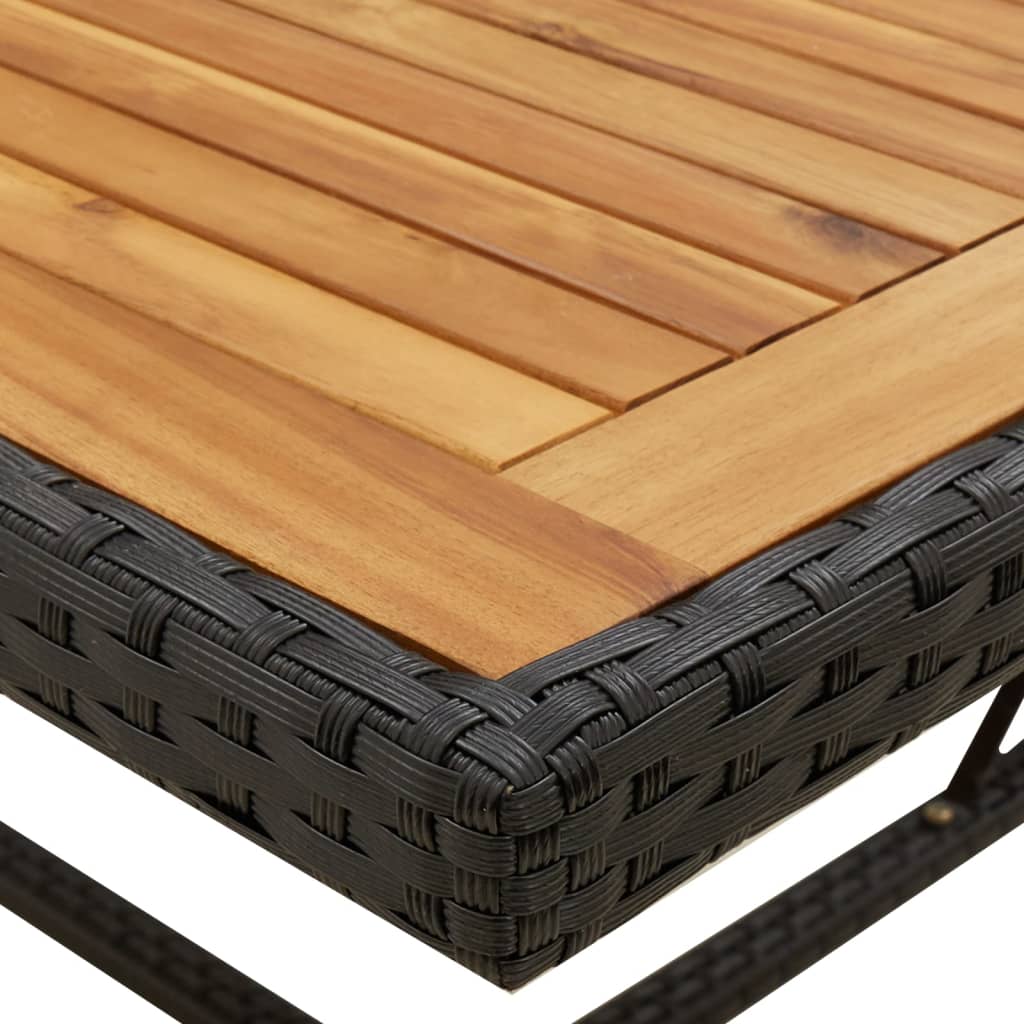 Mesa de jardín ratán sintético madera acacia negro 109x107x74cm vidaXL