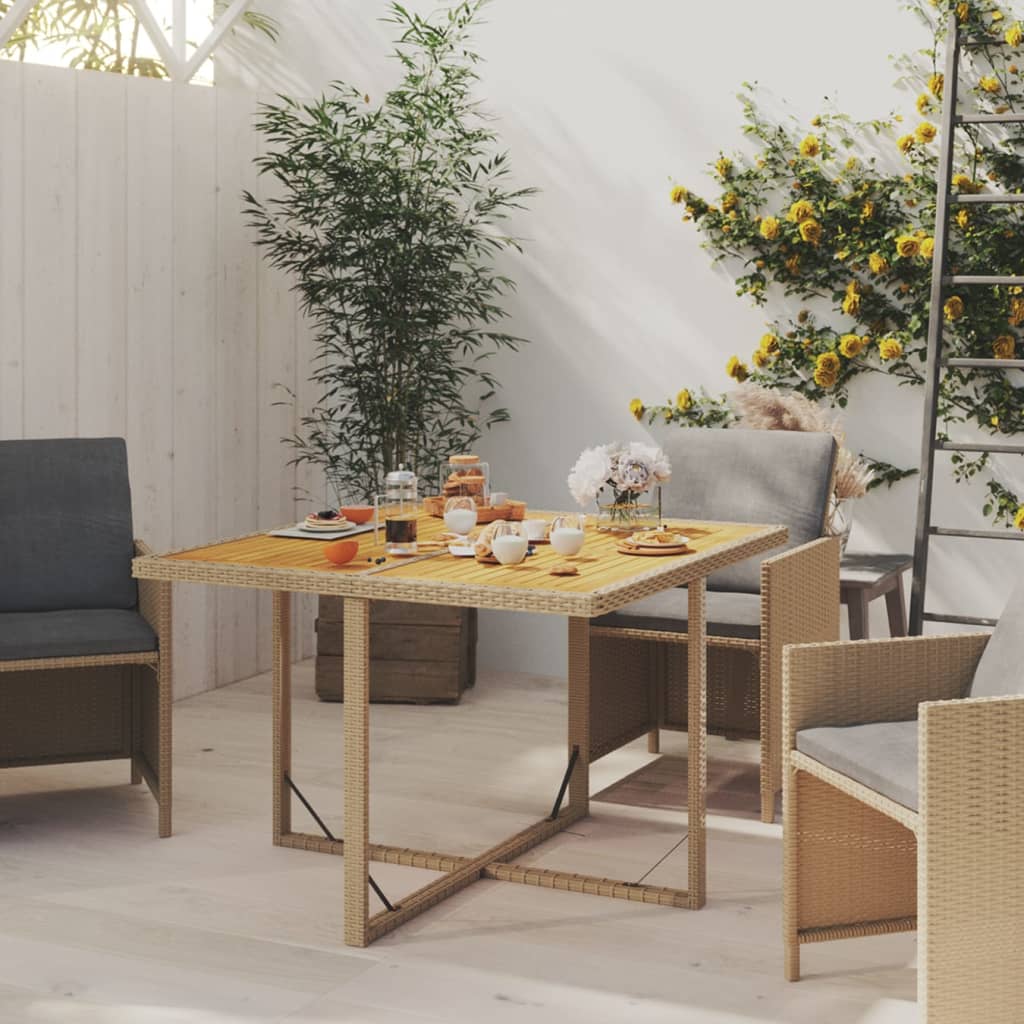 Table de jardin synthétique de Gardan Acacia beige 109x107x74cm