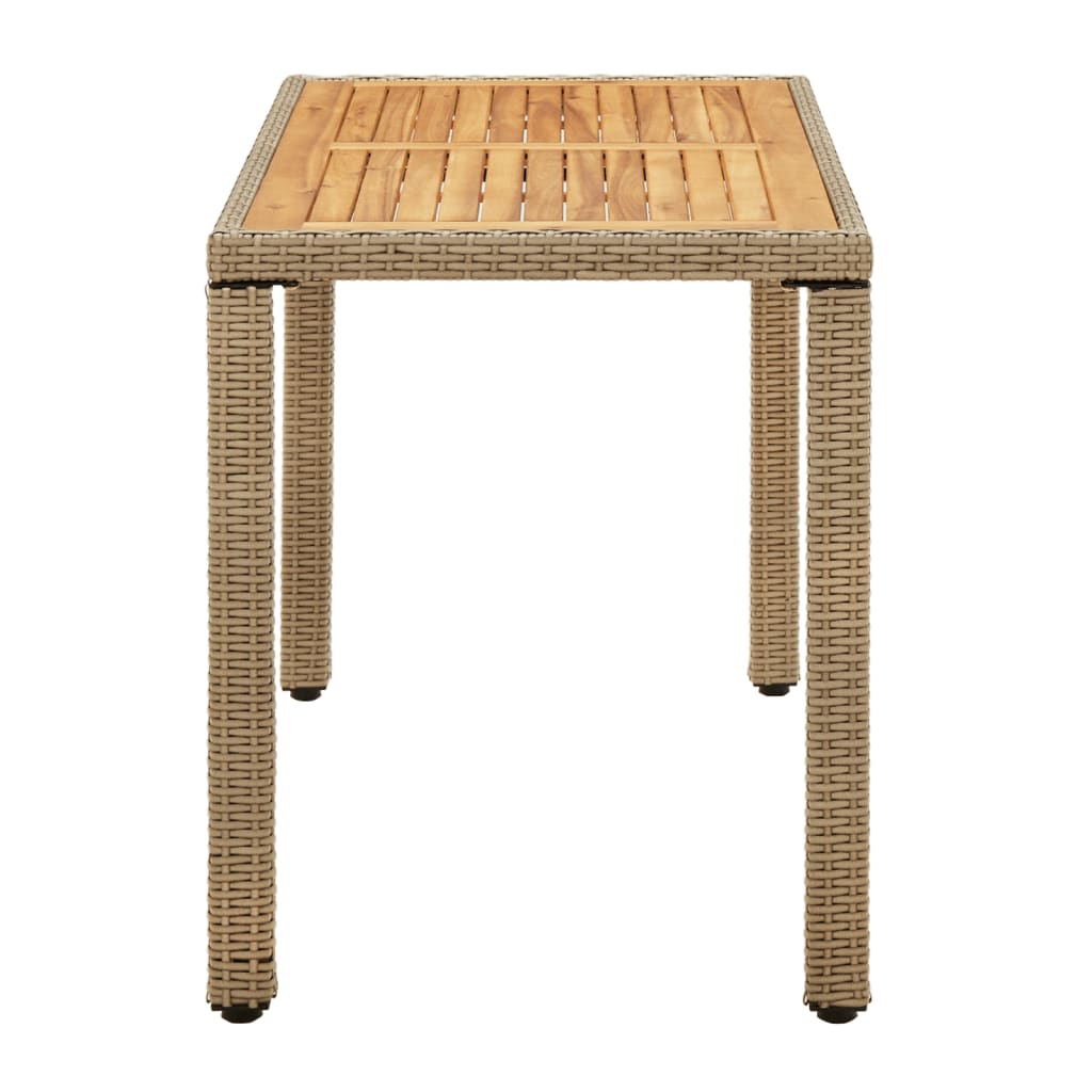 Table jardin synthétique jardin acacia beige 123x60x74cm