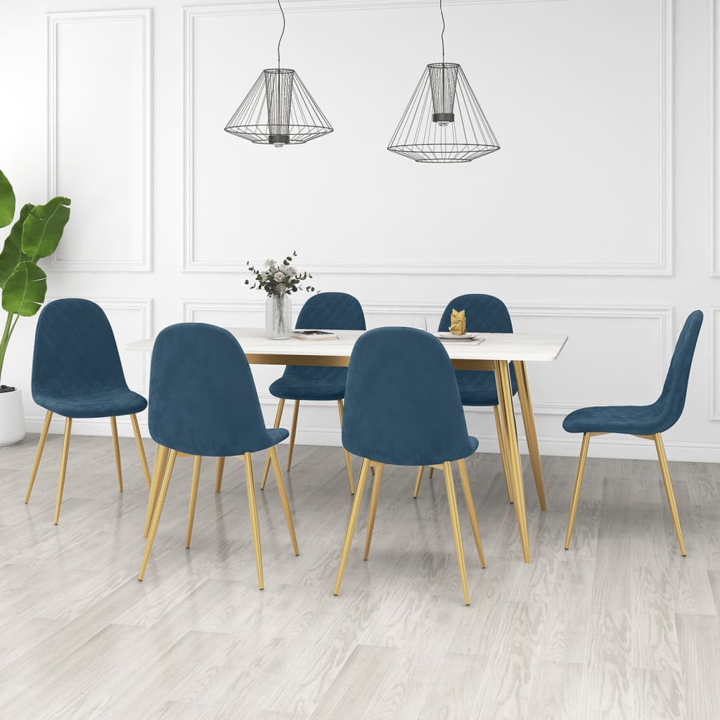 Vetonek Sillas de comedor 6 unidades terciopelo azul