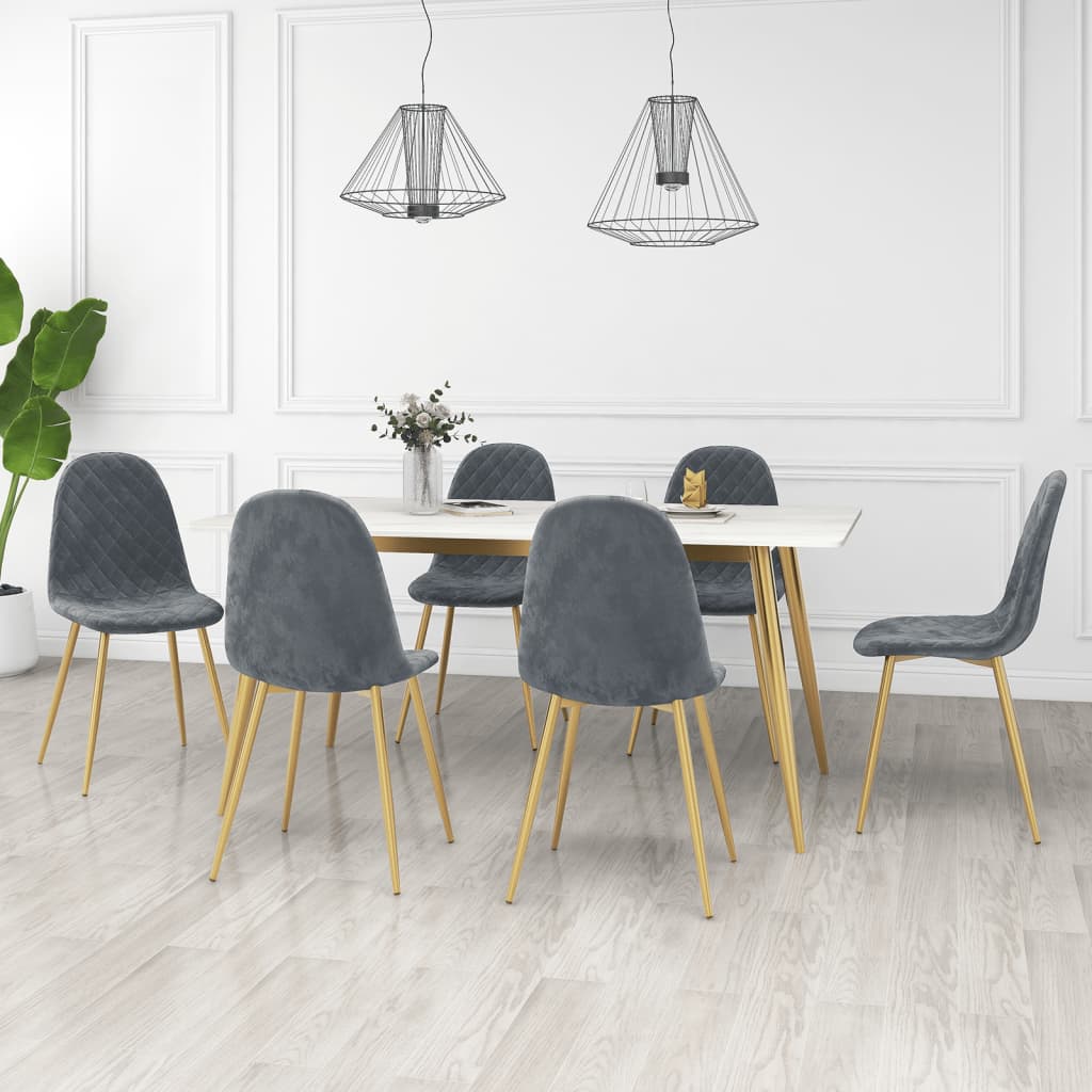 Vetonek Sillas de comedor 6 unidades terciopelo verde oscuro