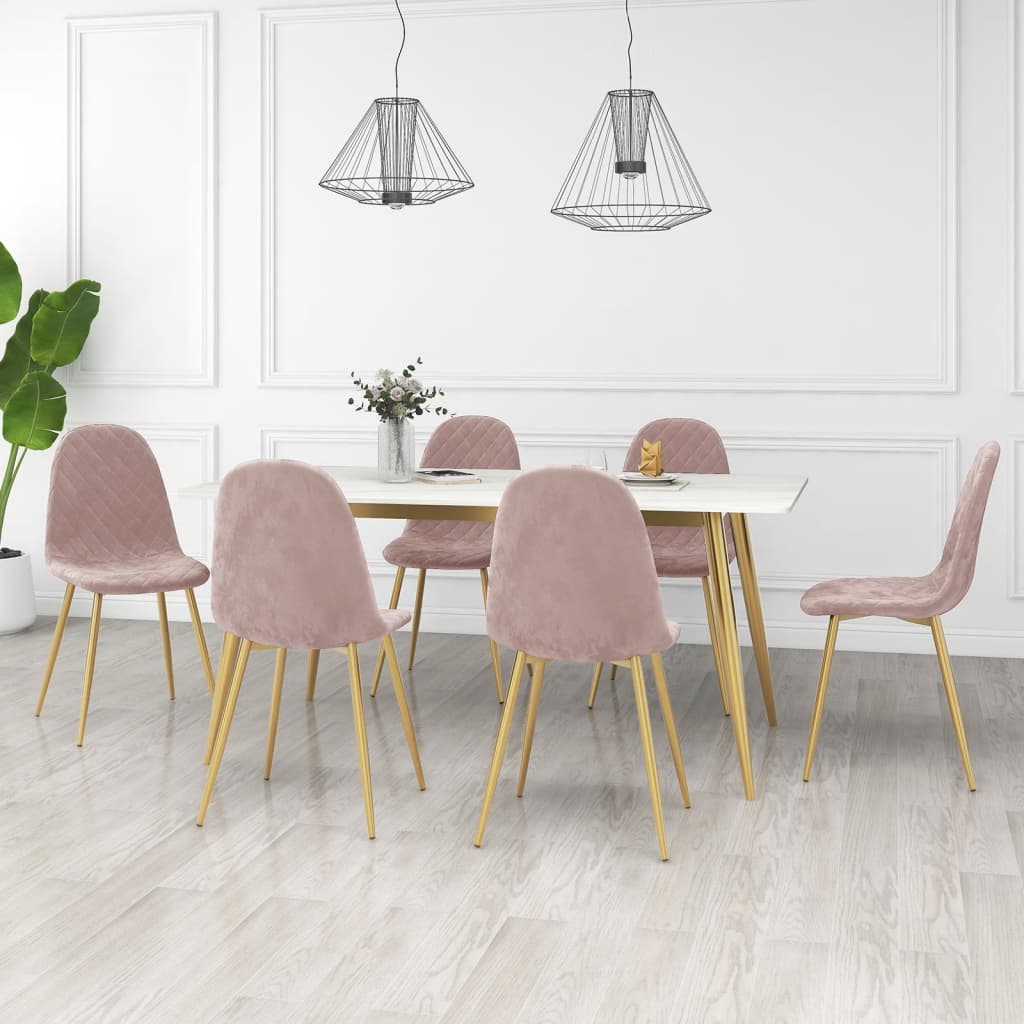 Vetonek Sillas de comedor 6 unidades terciopelo rosa