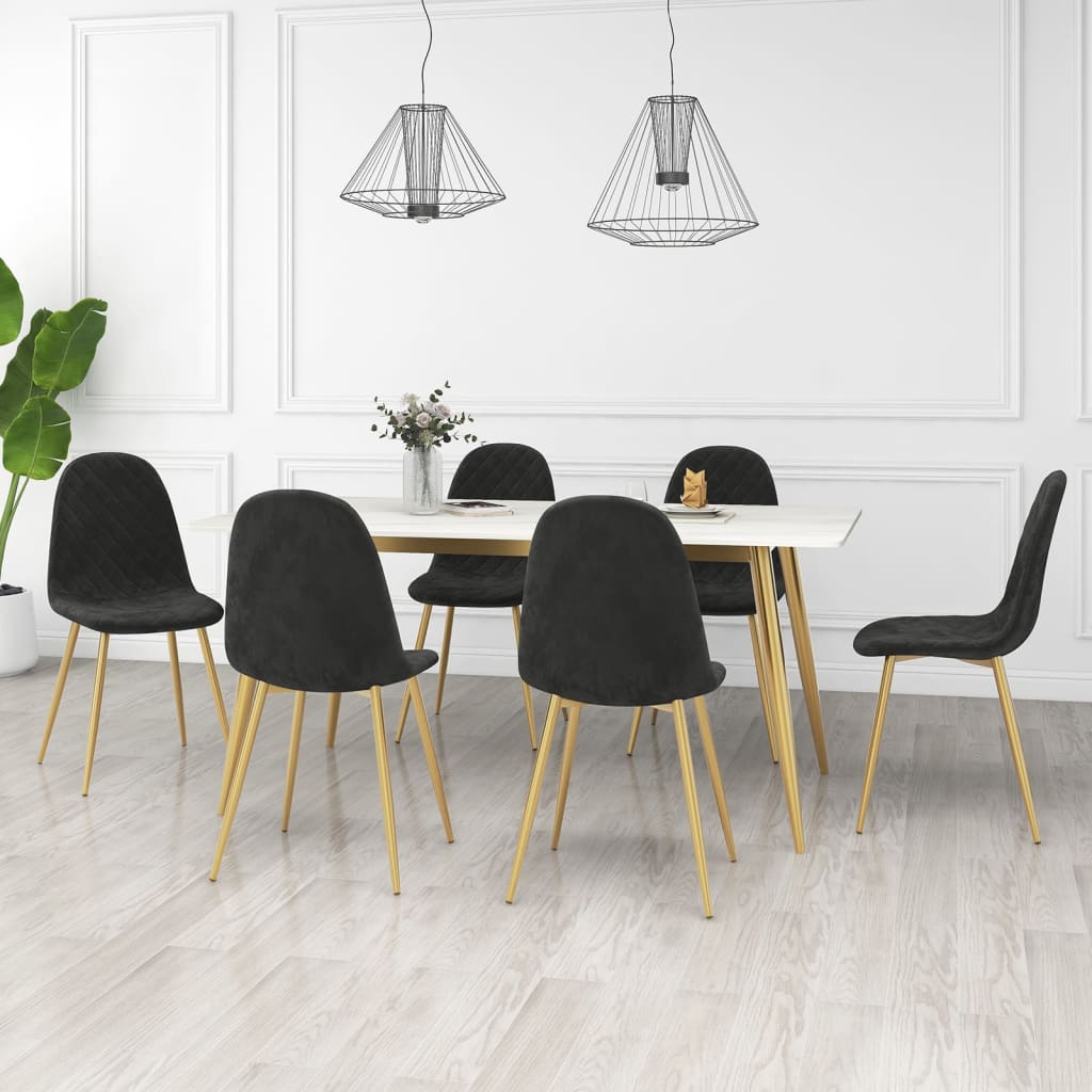 Vetonek Silla de comedor 6 unidades terciopelo negro