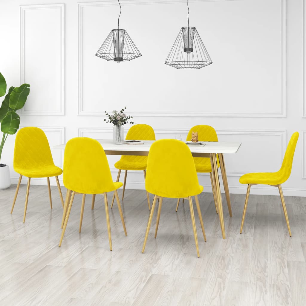 Vetonek Sillas de comedor 6 uds terciopelo amarillo mostaza