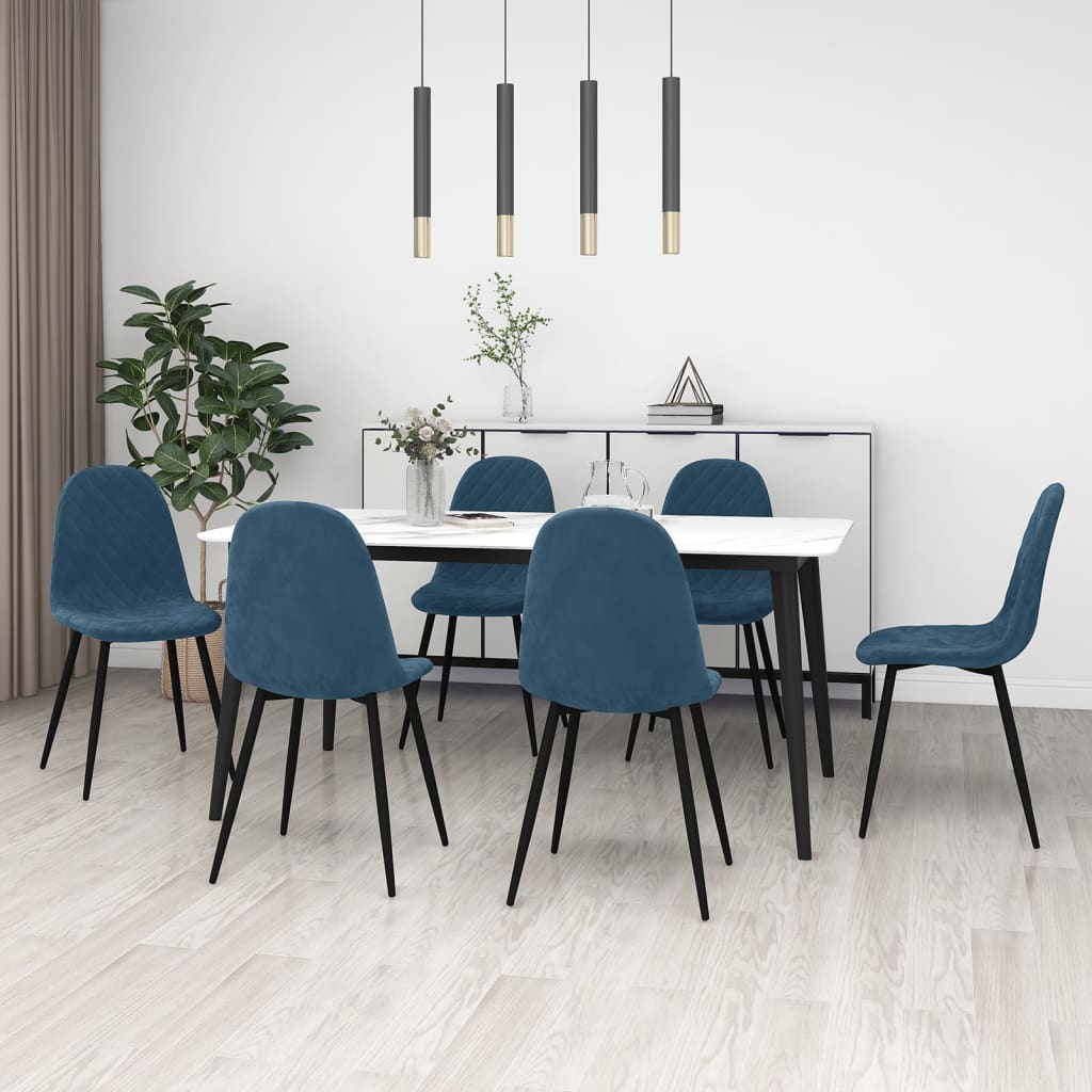 Vetonek Sillas de comedor 6 unidades terciopelo azul