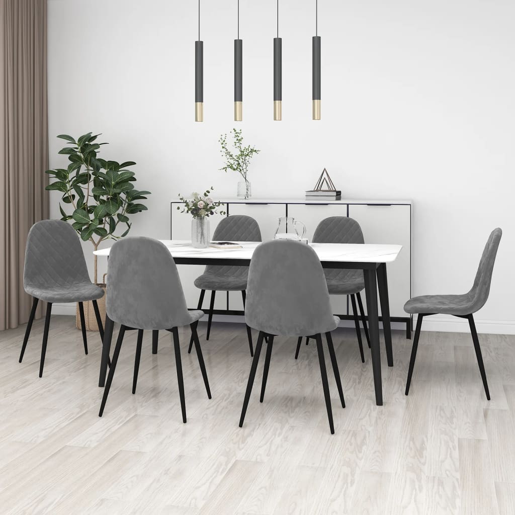 Vetonek Sillas de comedor giratorias 6 uds terciopelo gris claro