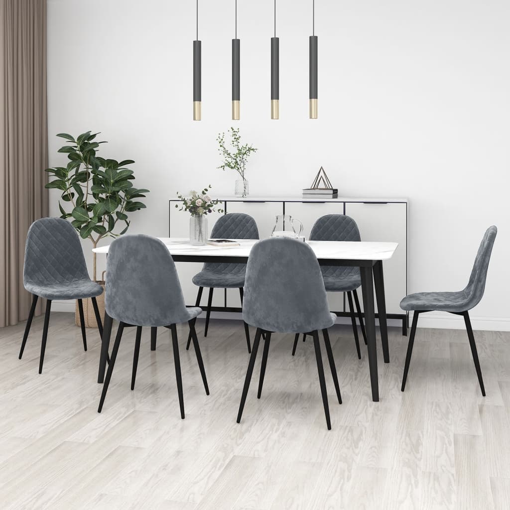 Vetonek Sillas de comedor 6 unidades terciopelo gris oscuro