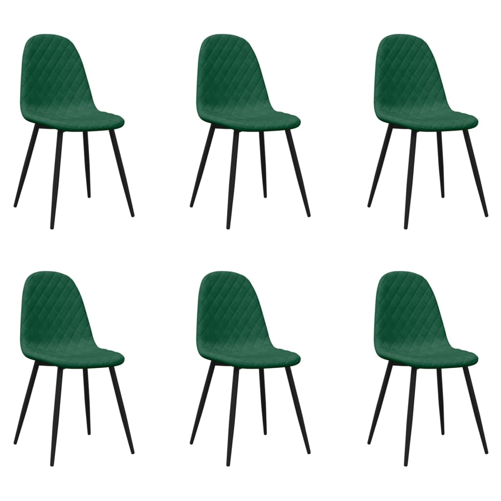 Sillas de comedor 6 unidades terciopelo verde oscuro vidaXL