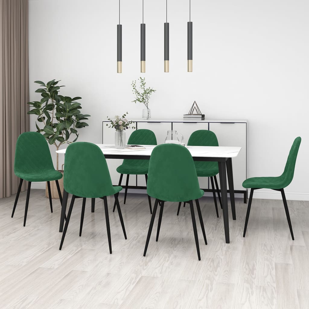 Vetonek Sillas de comedor 6 unidades terciopelo verde oscuro