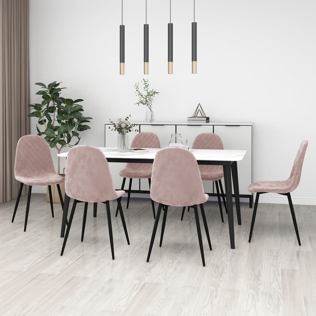 Vetonek Sillas de comedor 6 unidades terciopelo rosa