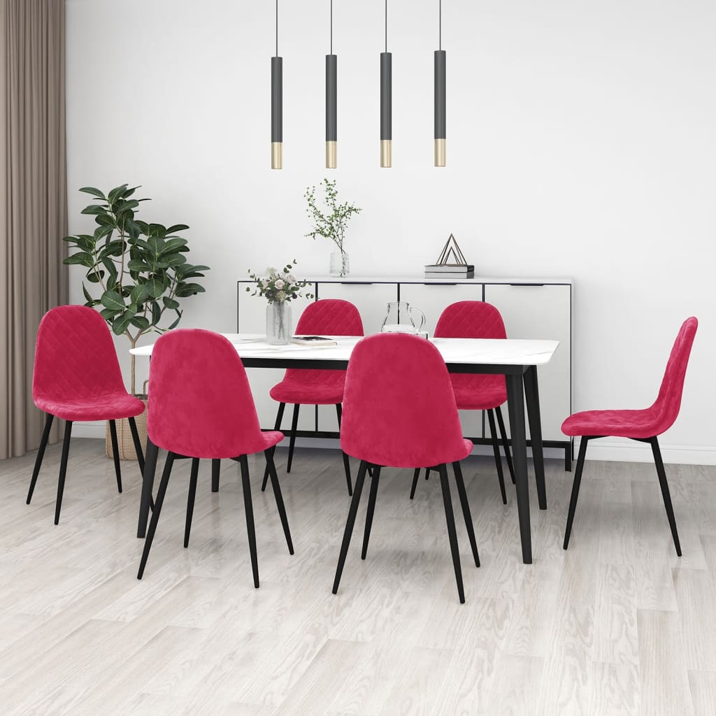 Vetonek Sillas de comedor 6 unidades terciopelo rojo tinto