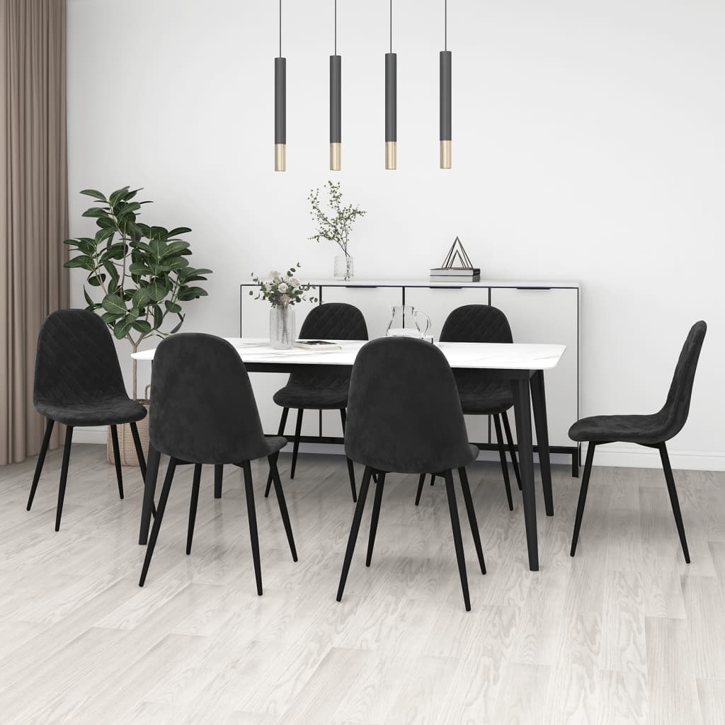 Vetonek Silla de comedor 6 unidades terciopelo negro