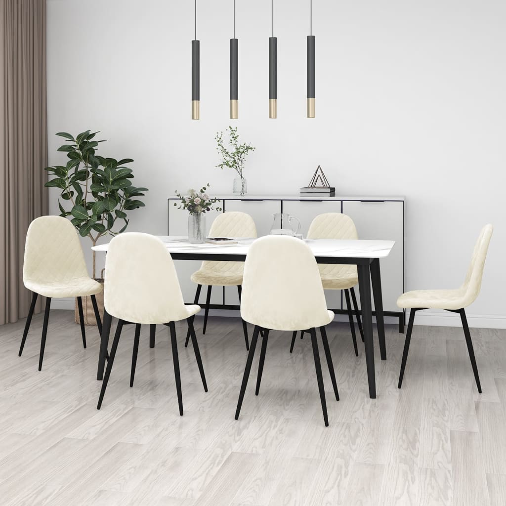 Vetonek Sillas de comedor 6 unidades terciopelo blanco crema