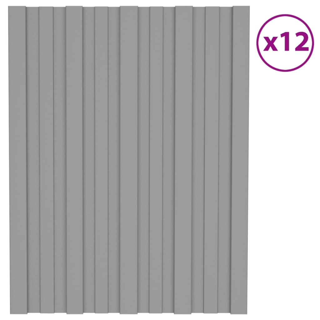 Vetonek Panel para tejado acero galvanizado gris 12 unidades 60x45 cm