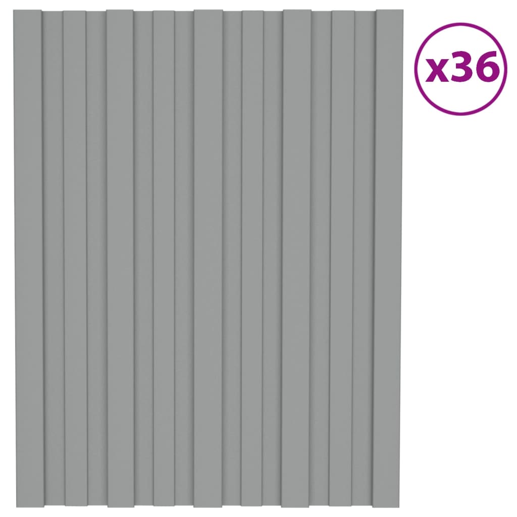 Vetonek Panel para tejado acero galvanizado gris 36 unidades 60x45 cm