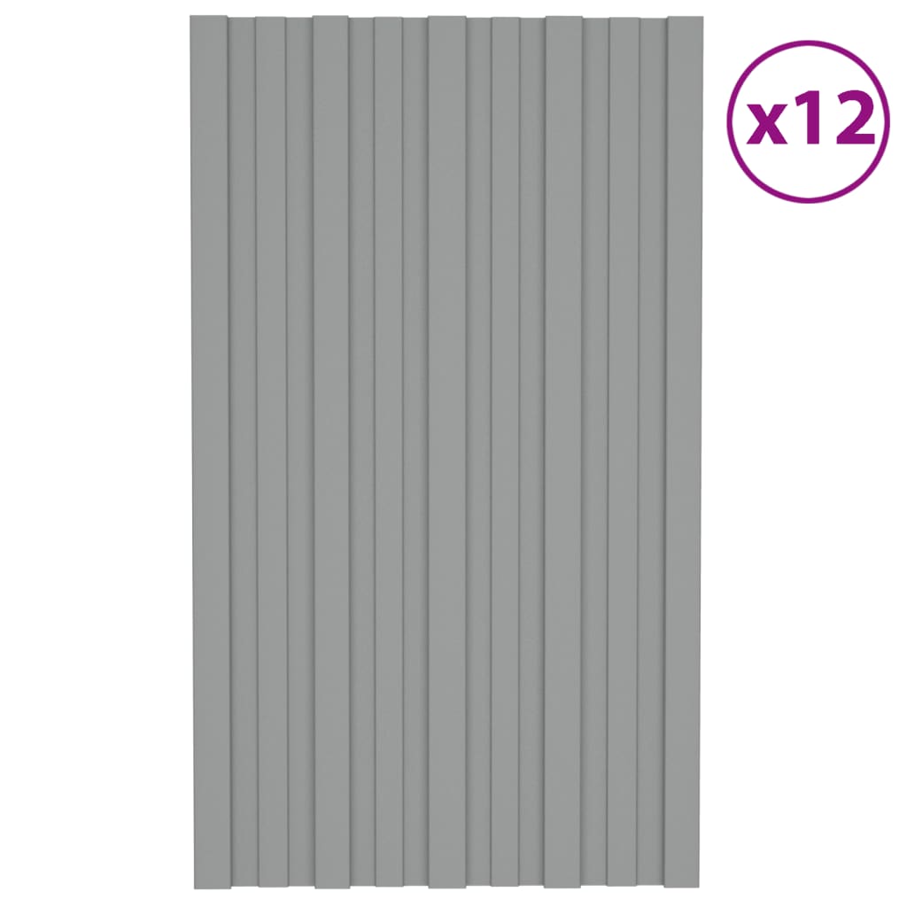 Vetonek Panel para tejado acero galvanizado gris 12 unidades 80x45 cm