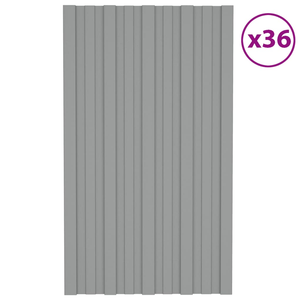 Vetonek Panel para tejado acero galvanizado gris 36 unidades 80x45 cm