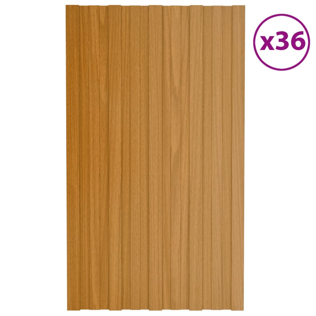 Vetonek Panel de tejado acero galvanizado color madera 36 uds 80x45 cm