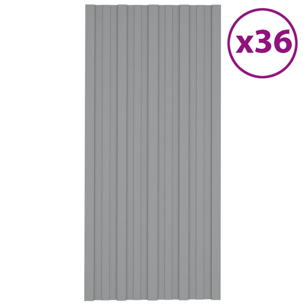 Vetonek Panel para tejado acero galvanizado gris 36 unidades 100x45 cm