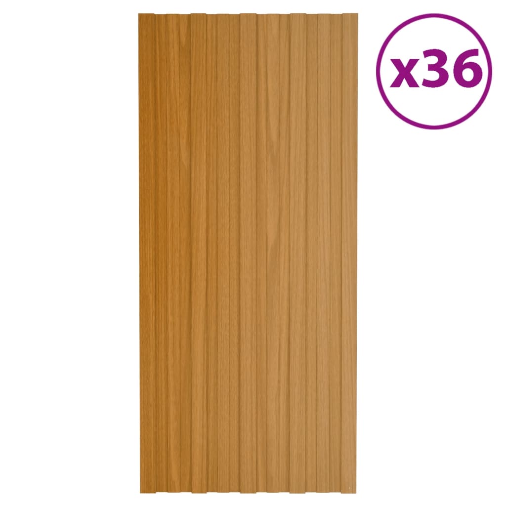 Vetonek Panel de tejado acero galvanizado color madera 36 uds 100x45 cm