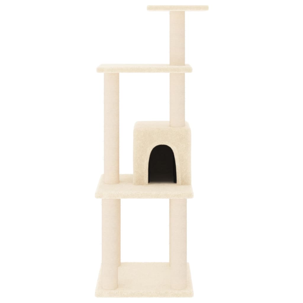 Rascador para gatos con postes de sisal crema 105 cm - Vetonek