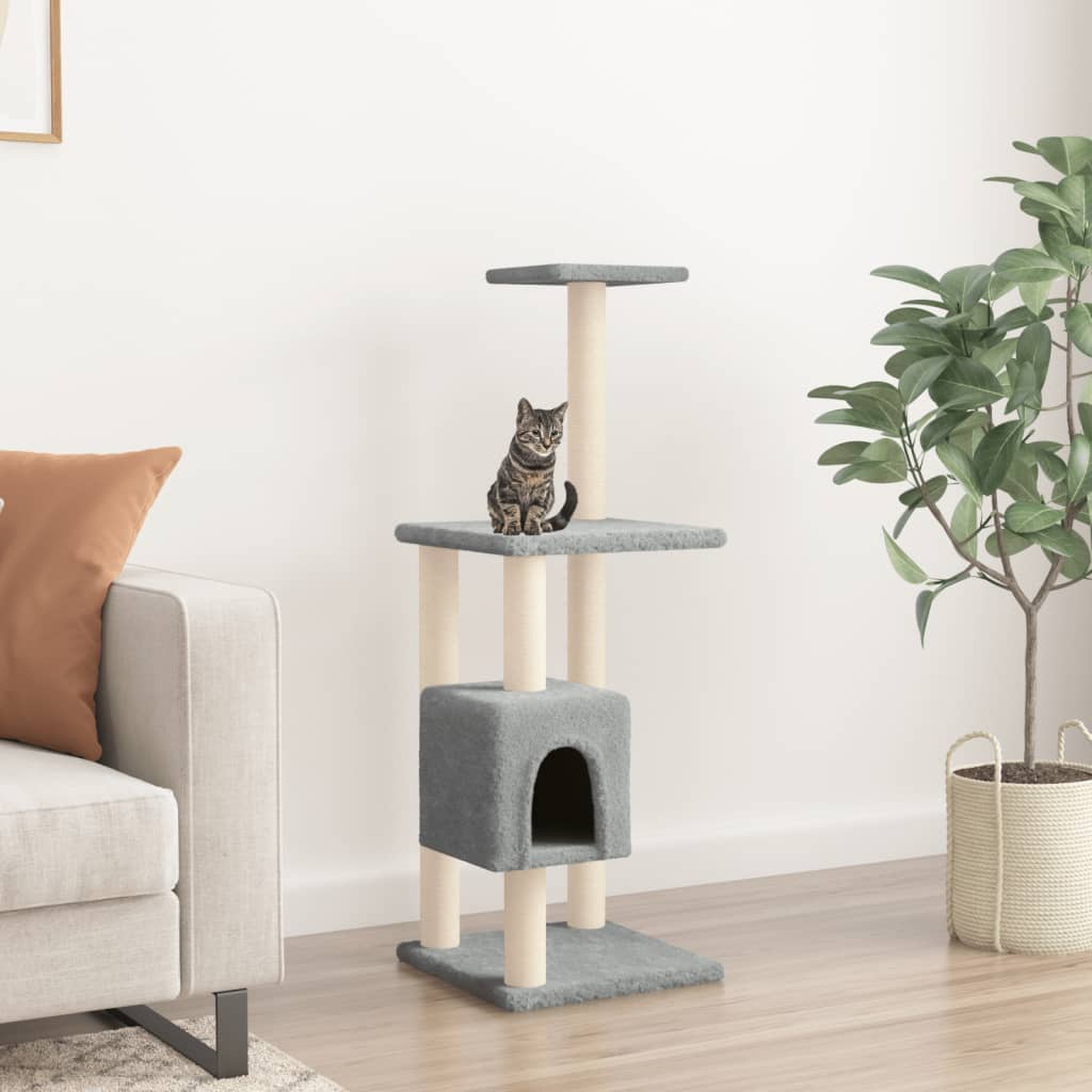 Vetonek Rascador para gatos con postes de sisal gris claro 104 cm