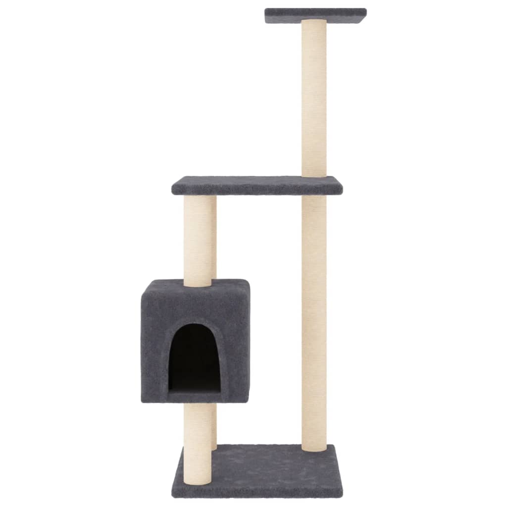 Rascador para gatos con postes de sisal gris oscuro 104 cm