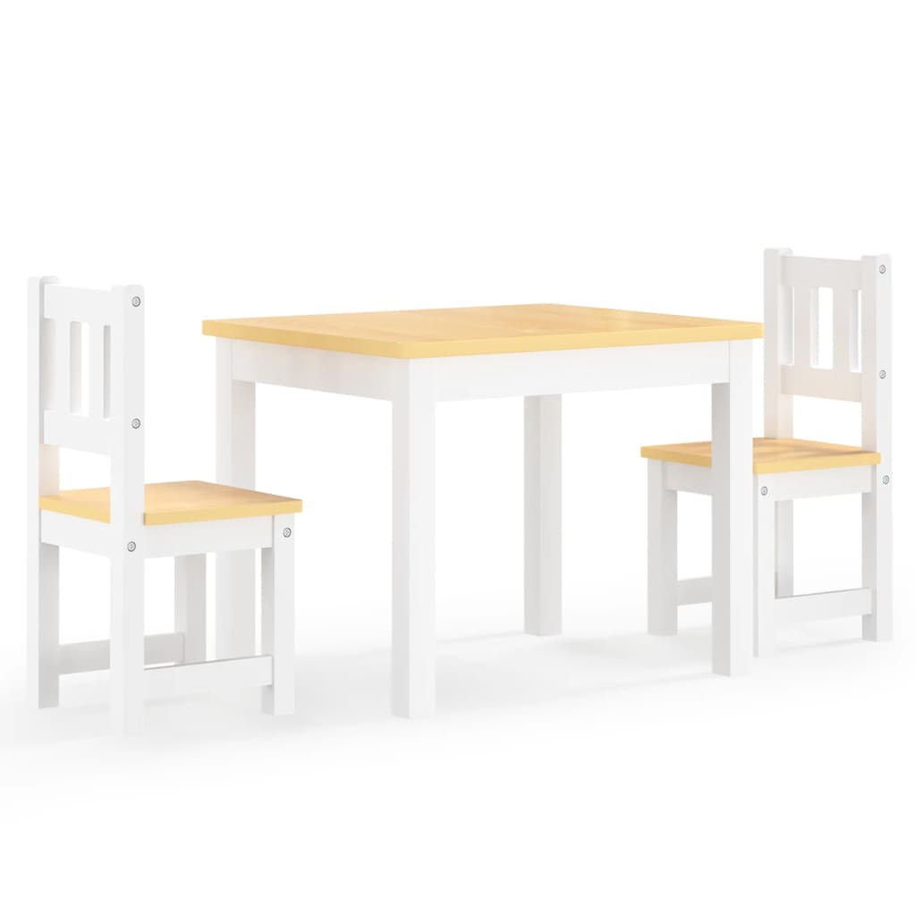 Mesa y silla infantil 3 pzas MDF blanco y beige - Vetonek