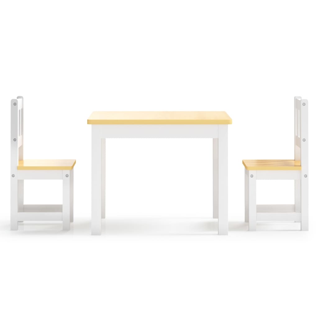 Mesa y silla infantil 3 pzas MDF blanco y beige - Vetonek