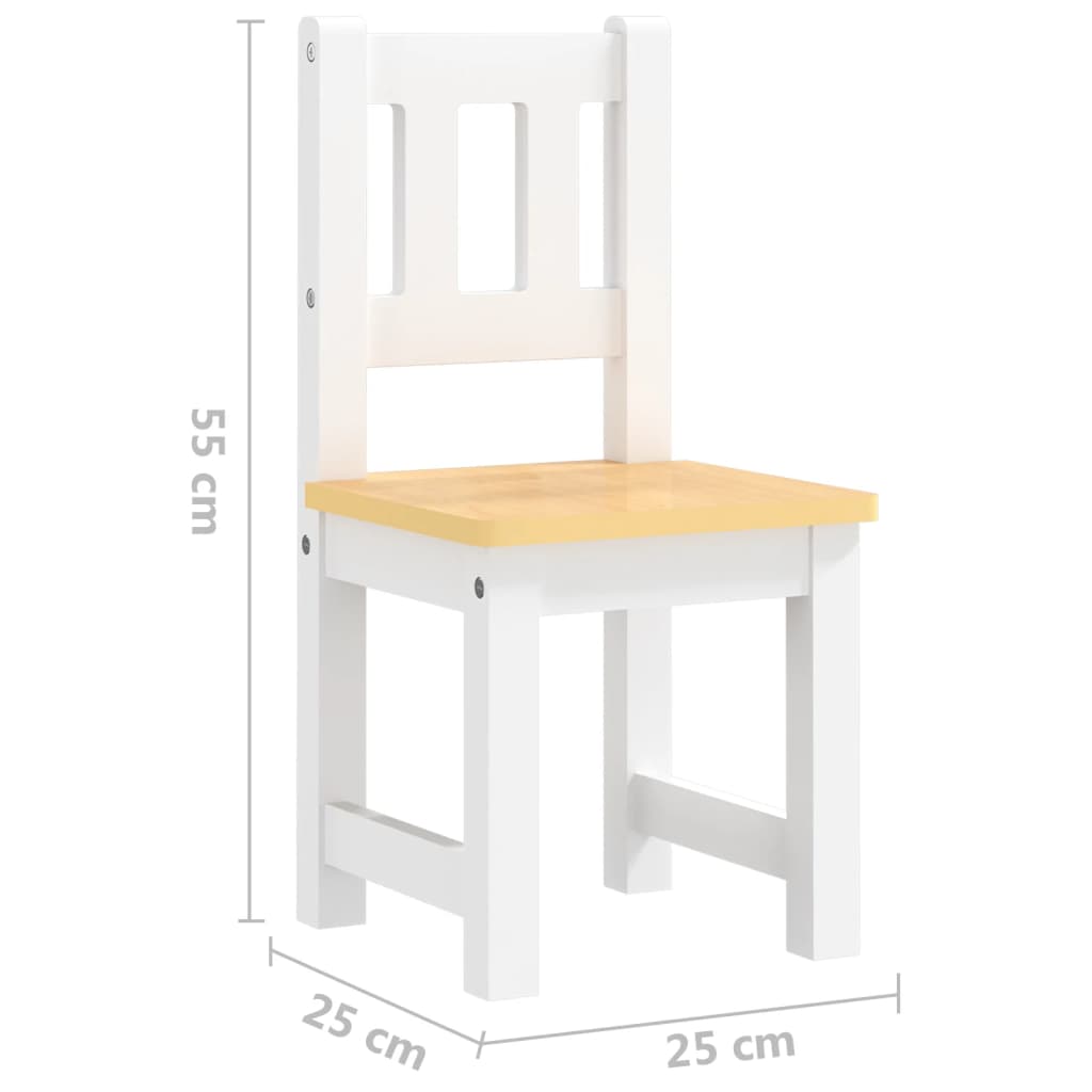 Mesa y silla infantil 3 pzas MDF blanco y beige - Vetonek