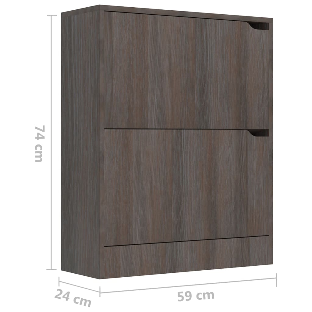 Zapatero de 2 puertas madera sintetizada Nexus roble gris 59x24x74 cm