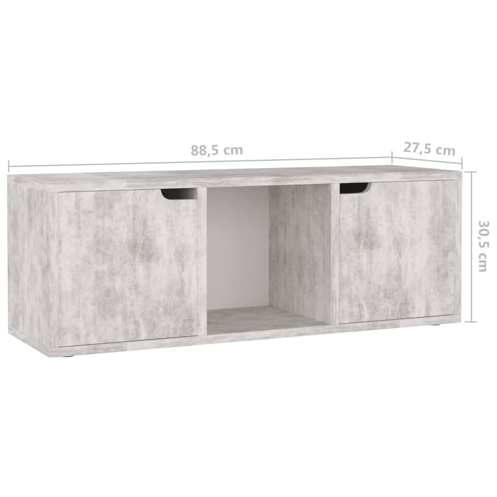 Mueble de TV madera de ingeniería hormigón 88,5x27,5x30,5 cm vidaXL