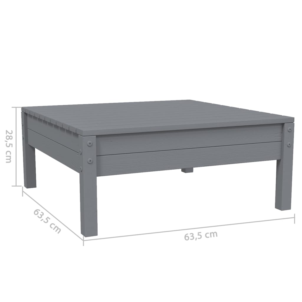 Juego muebles de jardín 3 pzas cojines gris madera pino maciza vidaXL