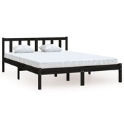 Estructura de cama sin colchón madera maciza negro 140x190 cm v1436 - Vetonek