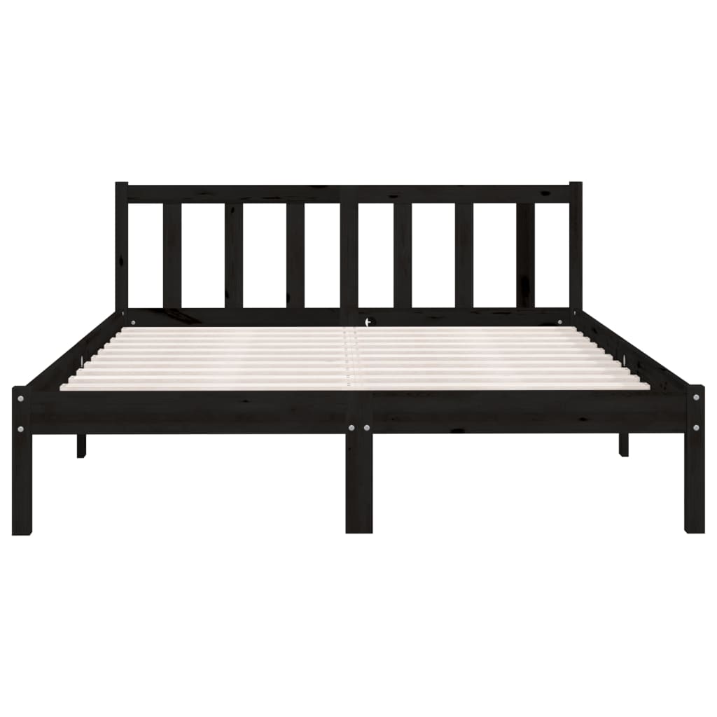 Estructura de cama sin colchón madera maciza negro 140x190 cm v1436 - Vetonek