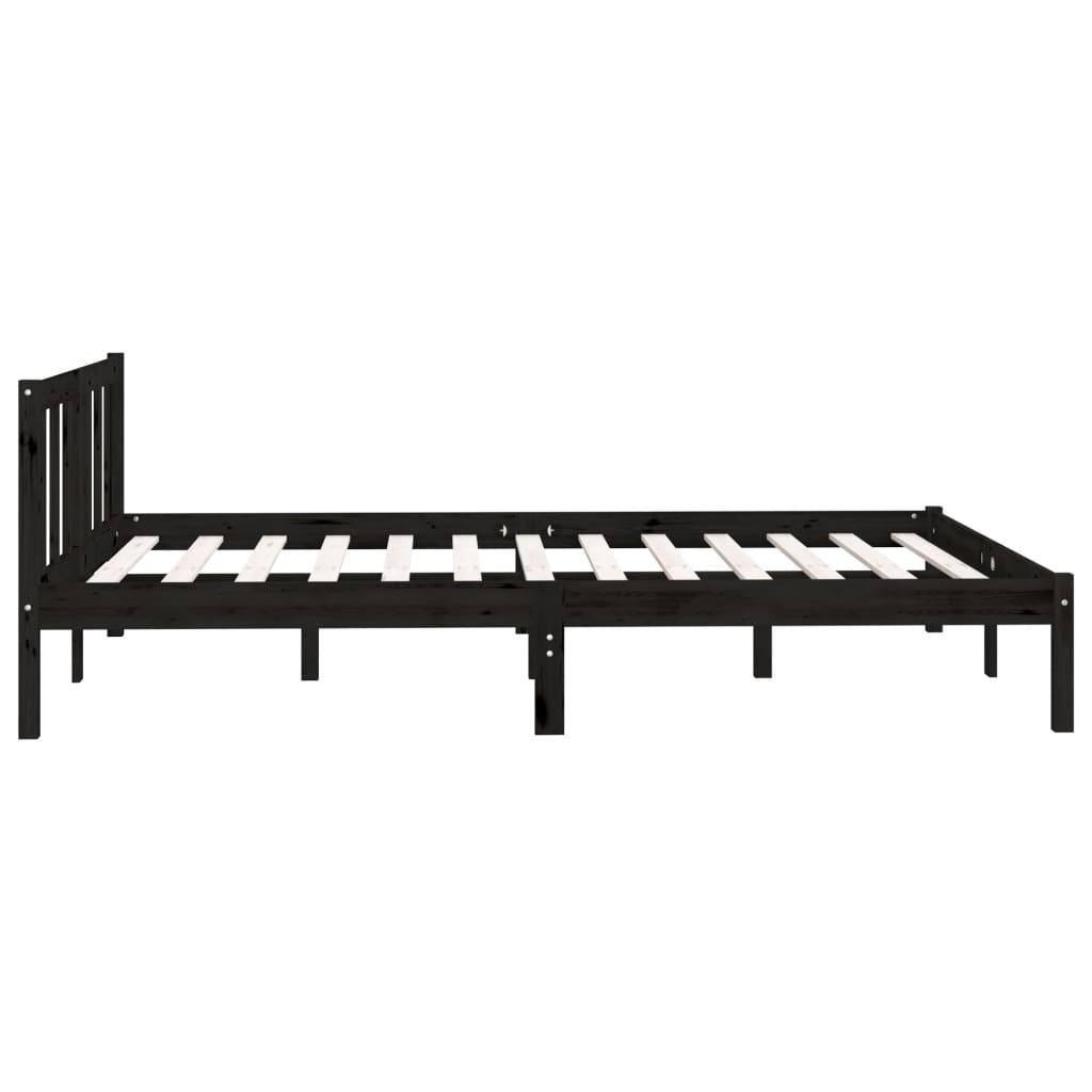 Estructura de cama sin colchón madera maciza negro 140x190 cm v1436 - Vetonek