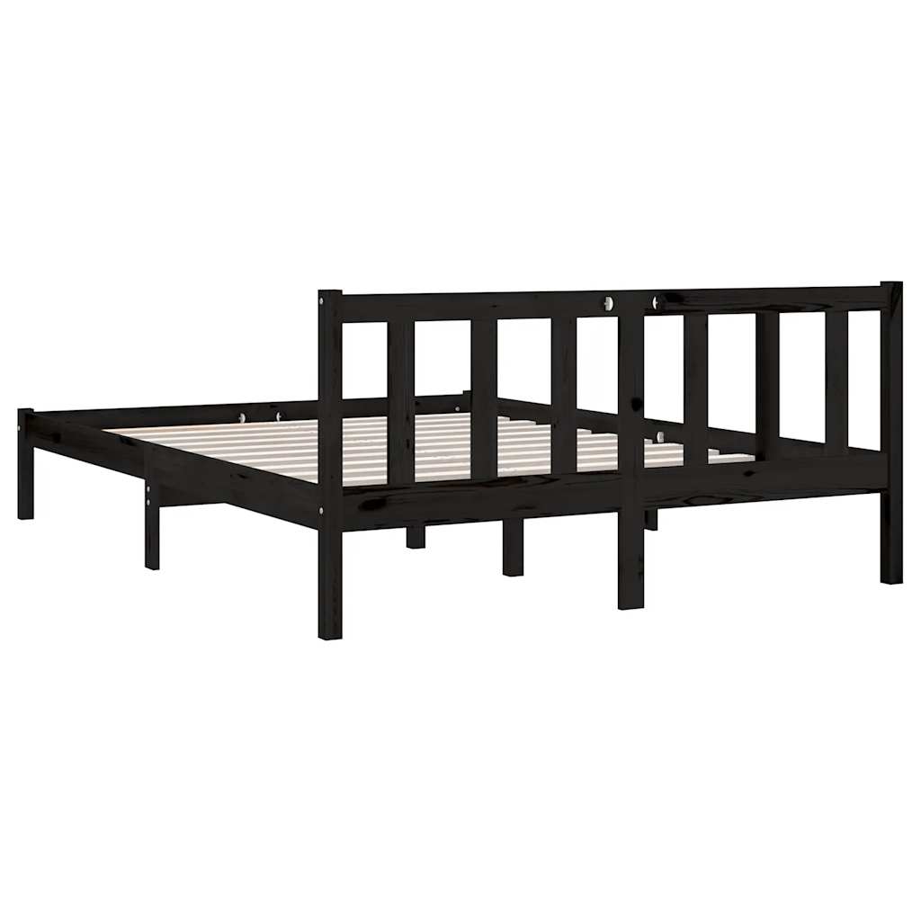 Estructura de cama sin colchón madera maciza negro 140x190 cm v1436 - Vetonek