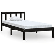 Vetonek Estructura de cama sin colchón madera maciza negro 90x200 cm