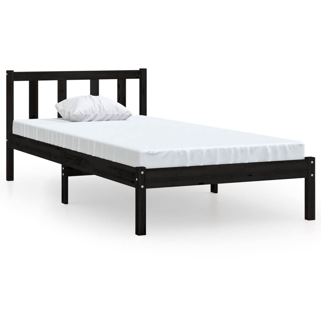 Vetonek Estructura de cama sin colchón madera maciza negro 100x200 cm
