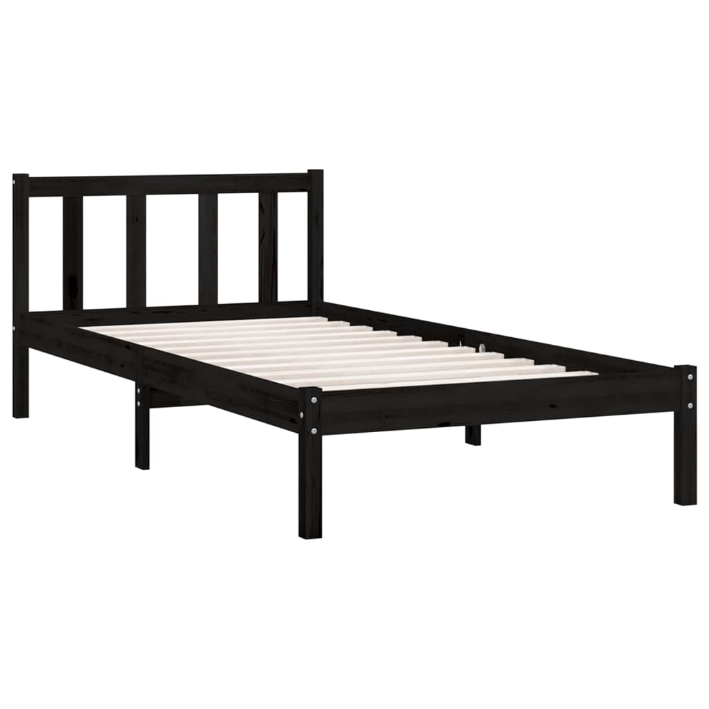 Estructura de cama sin colchón madera maciza negro 100x200 cm - Vetonek