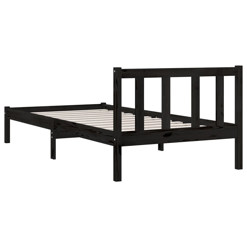 Estructura de cama sin colchón madera maciza negro 100x200 cm - Vetonek