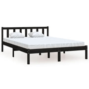 Vetonek Estructura de cama sin colchón madera maciza negro 120x200 cm