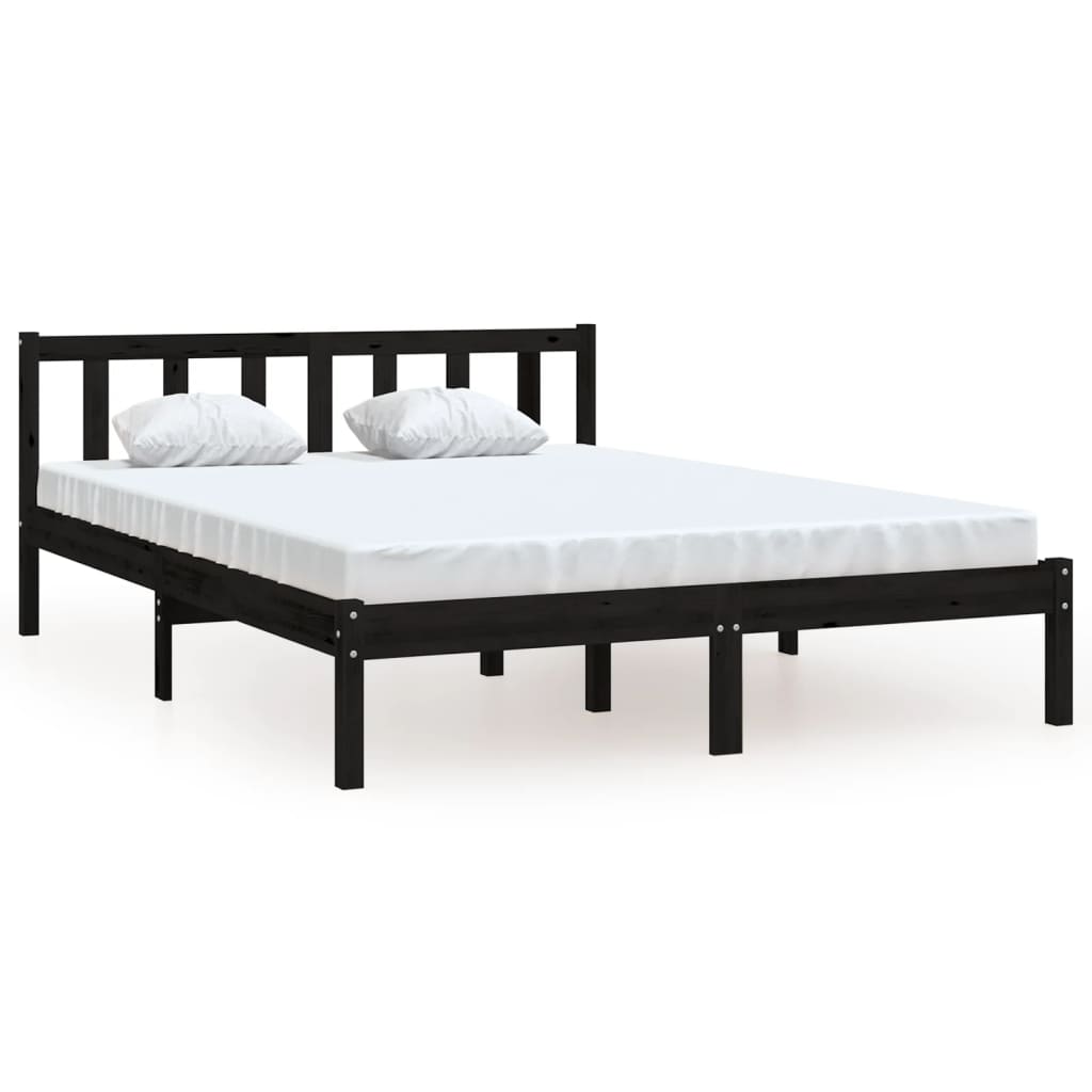Estructura de cama sin colchón madera maciza negro 120x200 cm - Vetonek
