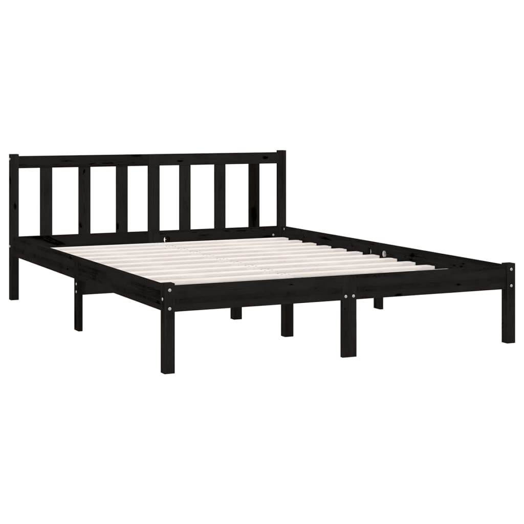 Estructura de cama sin colchón madera maciza negro 120x200 cm - Vetonek