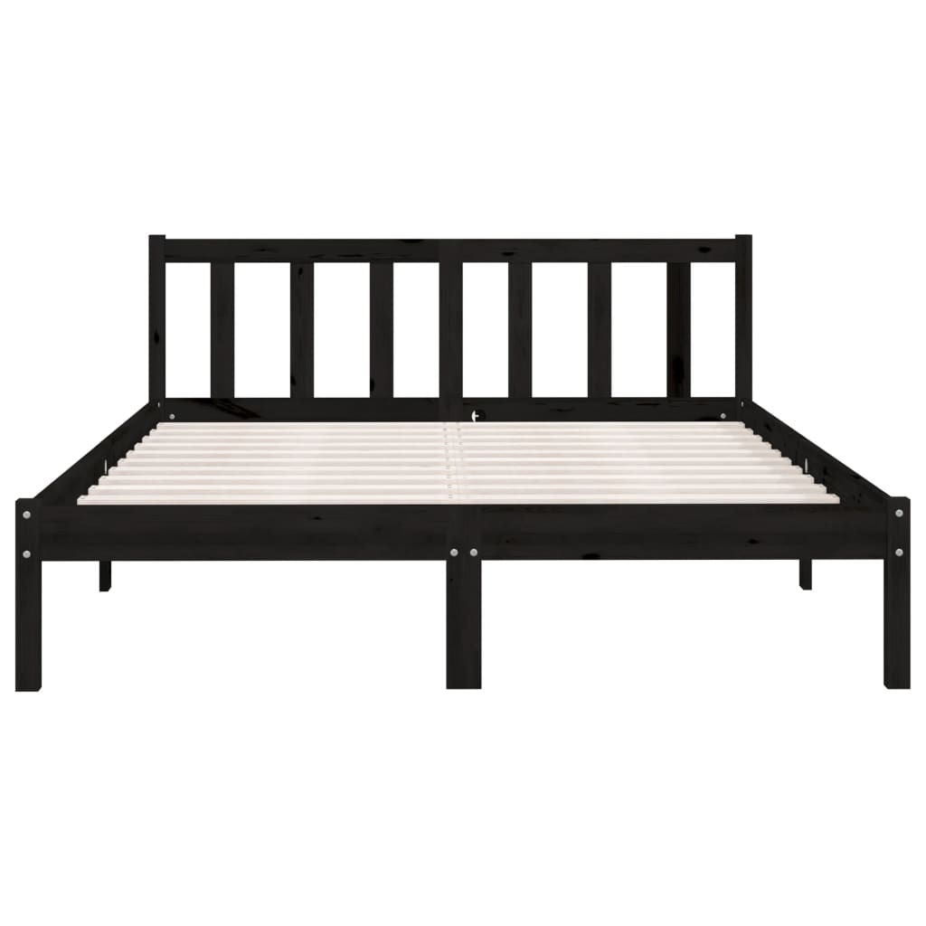 Estructura de cama sin colchón madera maciza negro 120x200 cm - Vetonek