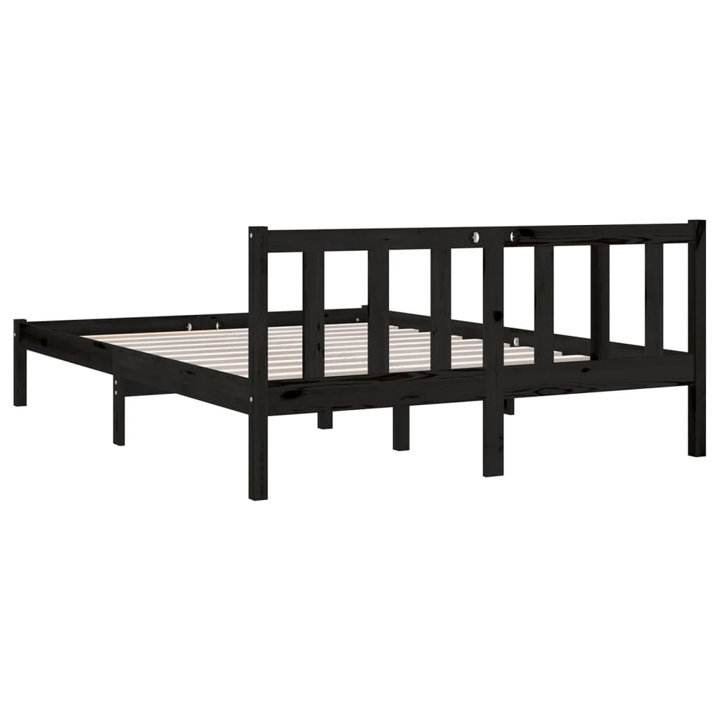 Estructura de cama sin colchón madera maciza negro 120x200 cm - Vetonek
