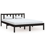 Vetonek Estructura de cama sin colchón madera maciza negro 140x200 cm