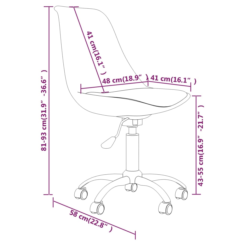 Sillas de comedor giratorias 2 unidades tela morado vidaXL