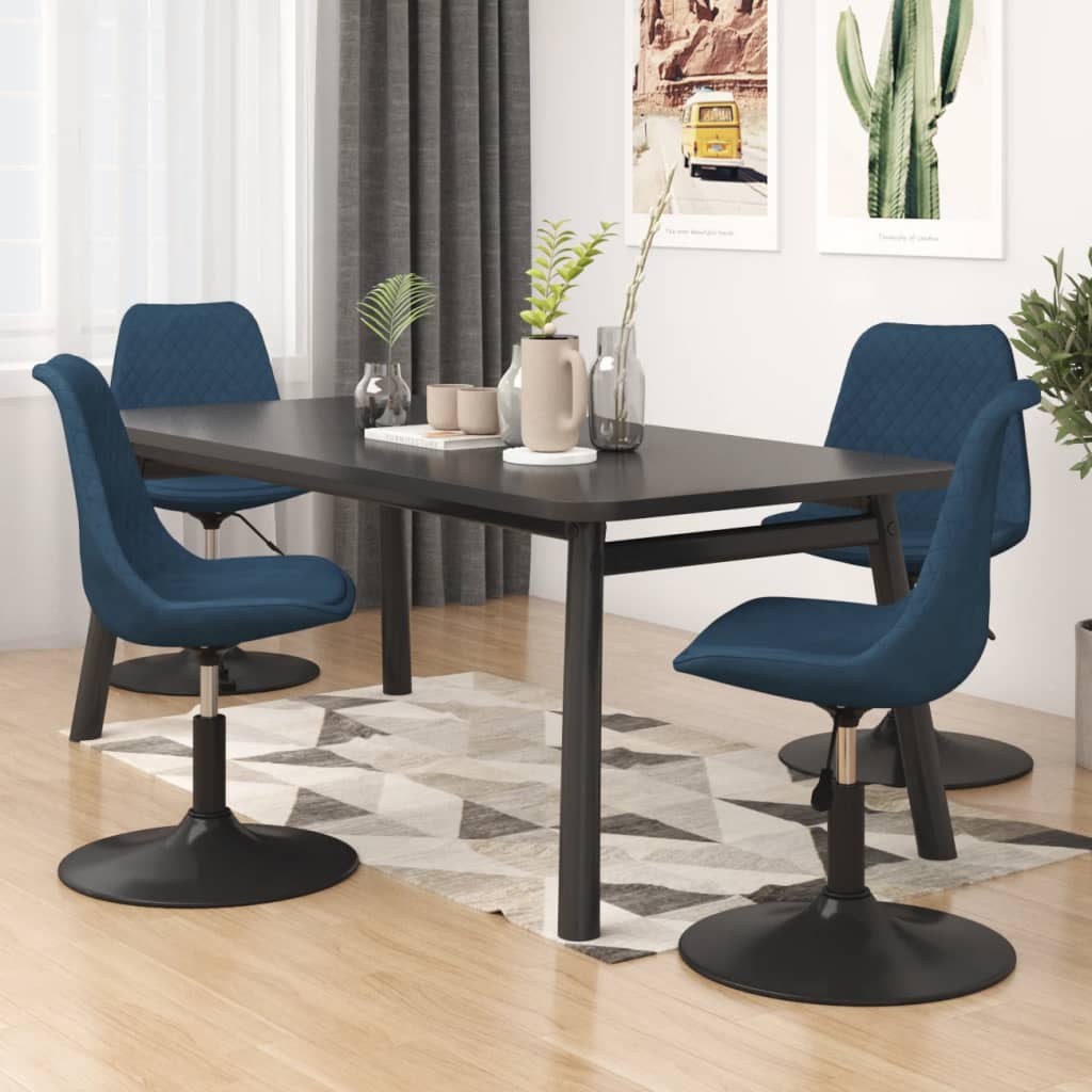 Vetonek Sillas de comedor giratorias 4 unidades terciopelo azul