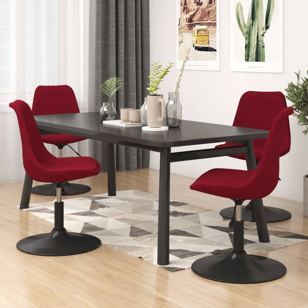 Vetonek Sillas de comedor giratorias 4 unidades terciopelo rojo tinto